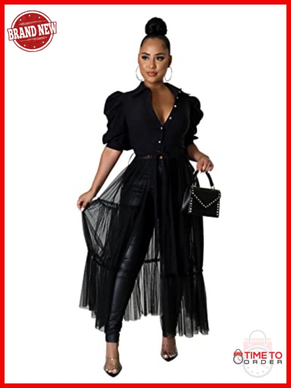 Women's High Low Asymmetrical Ruffle Tunic Top Dress Short Sleeve Bodycon
